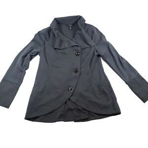 White House Black Market Jacket Womens 10 Black‎ Asymmetrical Button Up